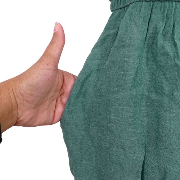 EeSome Green Sleeveless Romper Women Size S Tie Shoulder Straps Elastic Waist - Picture 2 of 9